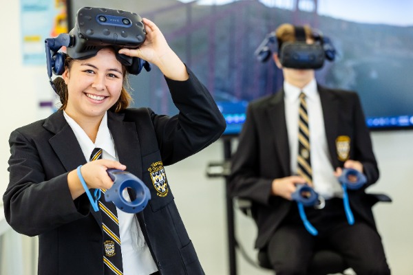 students with virtual reality headsets on